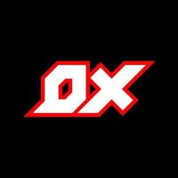 création de logo dx, conception initiale de lettre dx avec style science-fiction. logo dx pour le jeu, l'esport, la technologie, le numérique, la communauté ou l'entreprise. dx sport police alphabet italique moderne. polices de style urbain de typographie. vecteur