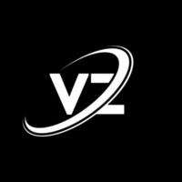 création de logo de lettre vz vz. lettre initiale vz cercle lié logo monogramme majuscule rouge et bleu. logo vz, conception vz. vz, vz vecteur