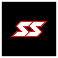 création de logo ss, conception initiale de la lettre ss avec style science-fiction. logo ss pour le jeu, l'esport, la technologie, le numérique, la communauté ou l'entreprise. police de l'alphabet italique moderne ss sport. polices de style urbain de typographie. vecteur