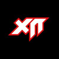 création de logo xn, conception initiale de lettre xn avec style science-fiction. logo xn pour le jeu, l'esport, la technologie, le numérique, la communauté ou l'entreprise. xn sport police alphabet italique moderne. polices de style urbain de typographie. vecteur