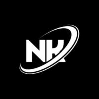 création de logo de lettre nk nk. lettre initiale nk cercle lié monogramme majuscule logo rouge et bleu. logo nk, conception nk. nk, nk vecteur