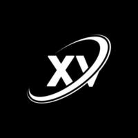 création de logo de lettre xv xv. lettre initiale xv cercle lié logo monogramme majuscule rouge et bleu. logo xv, conception xv. XV, XV vecteur