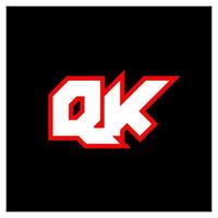 création de logo qk, conception initiale de la lettre qk avec un style de science-fiction. logo qk pour le jeu, l'esport, la technologie, le numérique, la communauté ou l'entreprise. qk sport police alphabet italique moderne. polices de style urbain de typographie. vecteur