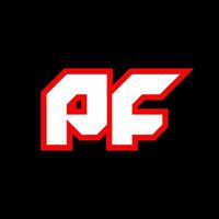 création de logo pf, conception initiale de la lettre pf avec style science-fiction. logo pf pour le jeu, l'esport, la technologie, le numérique, la communauté ou l'entreprise. pf sport police alphabet italique moderne. polices de style urbain de typographie. vecteur