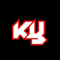 conception du logo ky, conception initiale de la lettre ky avec un style de science-fiction. logo ky pour le jeu, l'esport, la technologie, le numérique, la communauté ou l'entreprise. police de l'alphabet italique moderne ky sport. polices de style urbain de typographie. vecteur