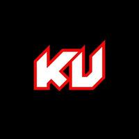 conception du logo ku, conception initiale de la lettre ku avec un style de science-fiction. logo ku pour le jeu, l'esport, la technologie, le numérique, la communauté ou l'entreprise. police de l'alphabet italique moderne ku sport. polices de style urbain de typographie. vecteur