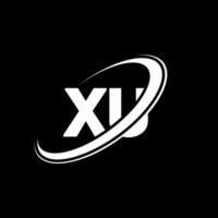 création de logo de lettre xu xu. lettre initiale xu cercle lié logo monogramme majuscule rouge et bleu. logo xu, conception xu. xu, xu vecteur