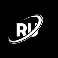 création de logo de lettre ru ru. lettre initiale ru cercle lié logo monogramme majuscule rouge et bleu. logo ru, conception ru. ru, ru vecteur