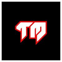 création de logo tm, conception initiale de la lettre tm avec style science-fiction. logo tm pour le jeu, l'esport, la technologie, le numérique, la communauté ou l'entreprise. tm sport police alphabet italique moderne. polices de style urbain de typographie. vecteur