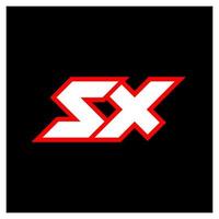 création de logo sx, conception initiale de la lettre sx avec style science-fiction. logo sx pour le jeu, l'esport, la technologie, le numérique, la communauté ou l'entreprise. police de l'alphabet italique moderne sx sport. polices de style urbain de typographie. vecteur