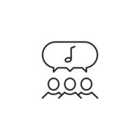 personnes, personnel, concept de bulle de dialogue. icône de ligne vectorielle pour les sites Web, les magasins, les cours en ligne, etc. signe de note musicale à l'intérieur de la bulle de dialogue sur un groupe de personnes vecteur