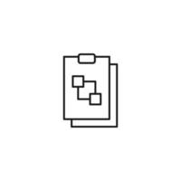 concept de document, bureau, contrat et accord. signe vectoriel monochrome dessiné dans un style plat. icône de ligne vectorielle de cubes sur le presse-papiers