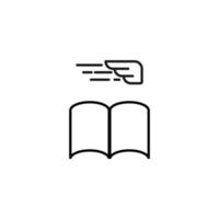 livres, fiction et concept de lecture. signe vectoriel dessiné dans un style plat moderne. pictogramme de haute qualité adapté à la publicité, aux sites Web, aux magasins Internet, etc. icône de ligne d'aile mobile sur le livre