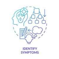 identifier les symptômes icône de concept de gradient bleu. signes de trouble anxieux. avant le rendez-vous avec l'illustration de la ligne mince de l'idée abstraite du thérapeute. dessin de contour isolé. vecteur