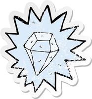 autocollant rétro en détresse d'un énorme diamant de dessin animé vecteur