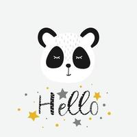 visage de panda de dessin animé mignon dessiné à la main. utiliser pour la conception d'impression, les affiches pour enfants, les vêtements pour enfants à la mode. vecteur