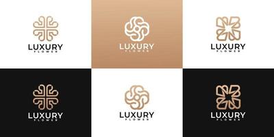 collection de conception de logo de fleur de luxe minimaliste vecteur