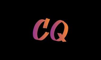 lettre initiale cq logo. modèle de vecteur gratuit de conception de logo de lettre de stock de pinceau cq.