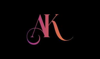 lettre initiale ak logo. ak stock letter logo design pro modèle vectoriel. vecteur