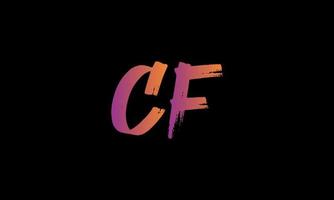 lettre initiale cf logo. modèle de vecteur gratuit de conception de logo de lettre de stock de pinceau cf.