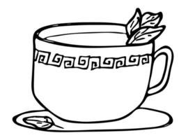 jolie tasse d'illustration de thé ou de café. clipart de tasse simple. griffonnage à la maison confortable vecteur