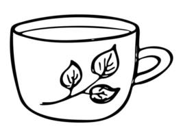 jolie tasse d'illustration de thé ou de café. clipart de tasse simple. griffonnage à la maison confortable vecteur