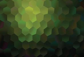 motif vectoriel vert foncé avec des hexagones colorés.