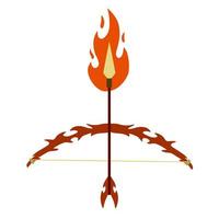 flèche brûlante. feu et flamme, seigneur rama arc. festival indien navratri et célébration de vijayadashami. arme magique fantastique vecteur
