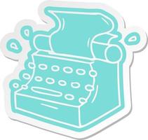 autocollant de dessin animé de machine à écrire de la vieille école vecteur