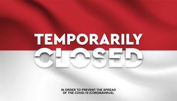 drapeau de l'Indonésie '' temporairement fermé '' fond vecteur