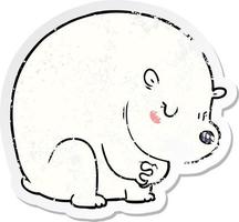 autocollant en détresse d'un ours polaire de dessin animé mignon vecteur