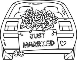 voiture de mariage juste marié isolé coloriage vecteur