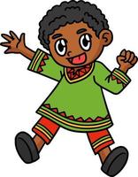 kwanzaa enfant qui joue dessin animé coloré clipart vecteur