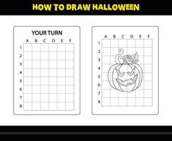 comment dessiner halloween pour les enfants. coloriage de compétences de dessin d'halloween pour les enfants. vecteur