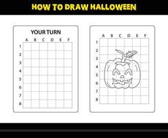 comment dessiner halloween pour les enfants. coloriage de compétences de dessin d'halloween pour les enfants. vecteur