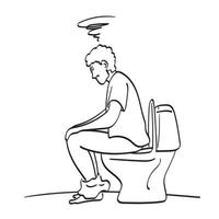 homme tendu sur les toilettes illustration vecteur dessiné à la main isolé sur fond blanc dessin au trait.