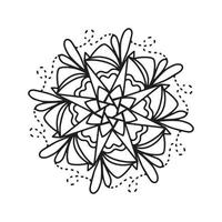 motif de mandala circulaire noir et blanc, décoré d'art de mandala cool bohème, de fleurs de henné, de rite mehndi et de symétrie monochrome. page de livre de coloriage mandal, thérapie anti-stress. vecteur