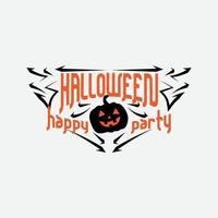 modèle de logo de titre de fête d'halloween heureux. avec un objet citrouille maléfique vecteur