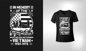 à la mémoire des frères et soeurs qui ne sont jamais revenus au vietnam 1959-1975 t-shirt design vecteur