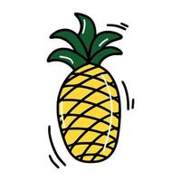 griffonnage dessin animé ananas vecteur