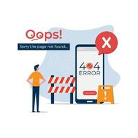 Page d'erreur 404 introuvable. Web ne fonctionne pas ou connexion perdue, maintenance Web vecteur