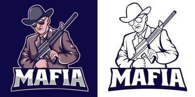 conception de mascotte de logo mafia esport vecteur