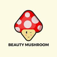 logo d'illustration de la beauté des champignons adapté à la maison de beauté du logo. vecteur