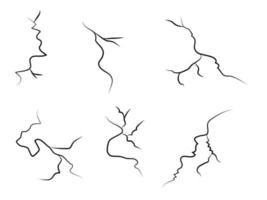 mur fissuré dessiné à la main, sol, verre, oeuf. jeu de pause doodle. illustration vectorielle vecteur