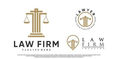 ensemble de création de logo avocat ou justice avec vecteur premium de concept créatif