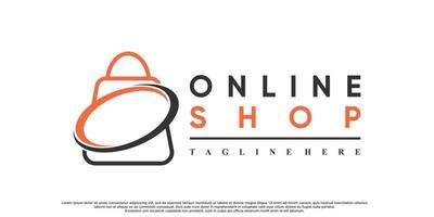 création de logo de boutique en ligne avec vecteur premium de concept moderne