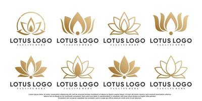 création de logo de jeu d'icônes de fleur de lotus avec vecteur premium de concept unique