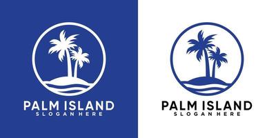 création de logo de palm island avec style et concept créatif vecteur