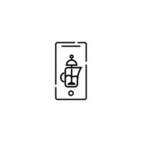 affichage du téléphone. symbole de ligne vectorielle dessiné dans un style plat moderne. parfait pour le site Web, les magasins, les pages Internet. trait modifiable. icône de ligne de théière sur l'écran du téléphone vecteur