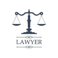 icône d'avocat de l'emblème de vecteur d'échelles de justice